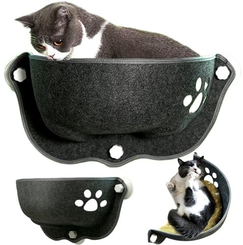 BEAHING Lit de fenêtre de Chat, Aspiration de lit de Chat Window 20 x 11 x 11 Forme de Mine de fenêtre de Chat Hamac Lavable Cat Car Hamac Soft Cat Lounge Sage pour négligence, Voiture de Chat Hamac