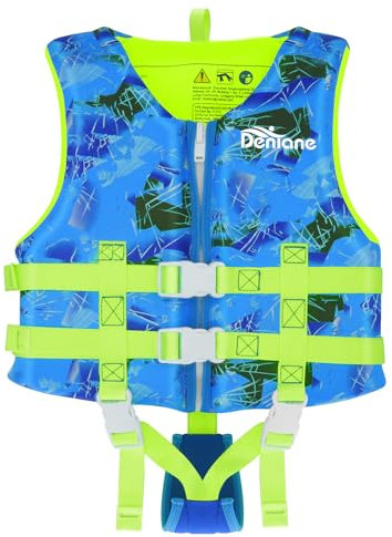 Schwimmweste Kinder Neopren Weste, Ideale Kleinkinder Schwimmhilfe Badeanzug Assist Bademode Schwimmtraining mit Einstellbare Sicherheits Straps für Mädchen Jungen - Blau, M (4-6 Jahre)