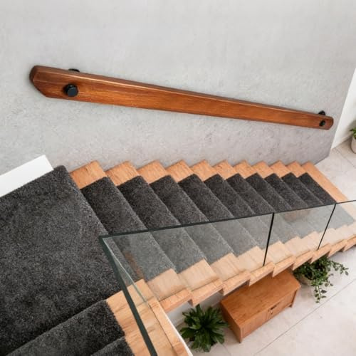 Pasamanos Escalera Pasamanos de madera 30-600cm con soportes, Varilla de soporte de barandillas de escalera antideslizante (B, 300cm)