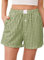 Lovasy Bas de Pyjama Femme Coton Court Pantalon de Nuit Été à Carreaux Short Pyjama Grande Taille avec Poches,A-Vert,L