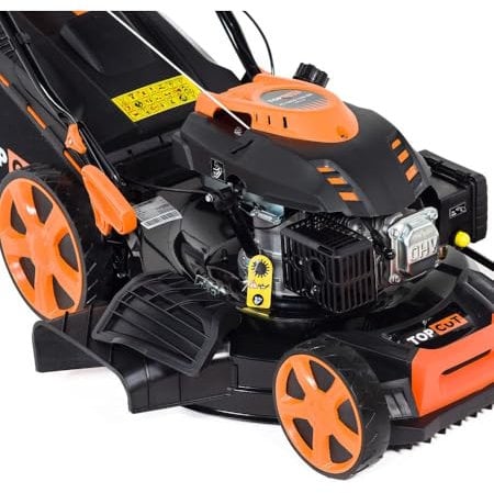Multifunktionaler Benzin Rasenmäher 196 cm³ - 56 cm schnittbreite - mit Antrieb und Mulchfunktion – Ideal für mittelgroße und große Gärten