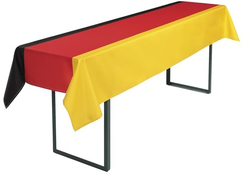 Tischdecke Deutschland, Gartentisch Biergarten Festzelt Deko Tischwäsche für Bierzeltgarnitur, Schwarz-Rot-Gold, 110x260 cm