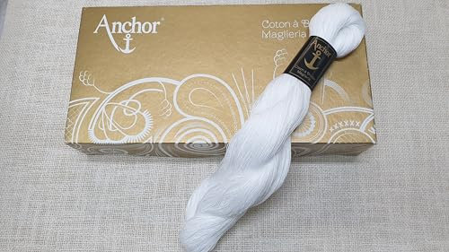 AMANTE NSF - Anchor Filato da Ricamo in Cotone, Coton à Broder Maglieria, 50g, Spessore n° 20-25-30, Bianco ed Ecru (Bianco, 25)