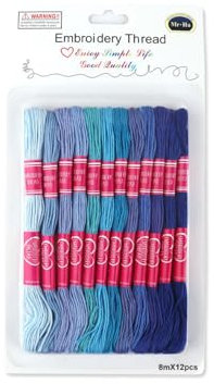 12 fili da ricamo sfumati blu per punto croce, 8 m, filo di poliestere per cucito, nodi e artigianato