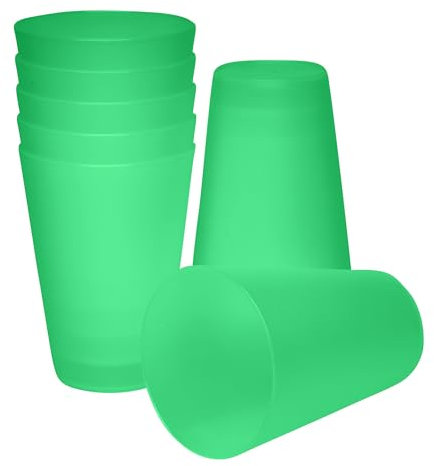 S&S-Shop Bicchiere da 400 ml, colore e quantità a scelta, in plastica rigida per feste, per bambini, in plastica impilabile, 0,4 l, riutilizzabile, per spazzolini e bicchieri da cocktail (25, verde)