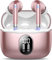 Wireless Earbuds, 2025 New Bluetooth 5.4 Headphones HiFi Stereo with 4 ENC Mic, 40H Mini Ear Buds In-Ear Noise Cancelling Earbuds with LED Screen, Ultra Light Bluetooth Earphones Pink for Android iOS