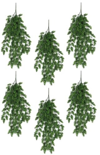 Leaf Artificial Hanging Plants Multipacks Fire Resistant UV Resistant, 6 X 128 Clustered Fern