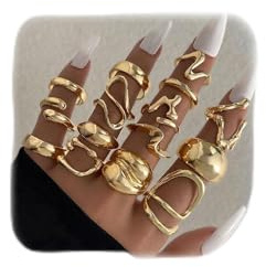 XFSRG 12 Pièces Bague Femme Géométrie Minimaliste Luxe Léger Bagues Personnalité Réglable Accessoires de Mode