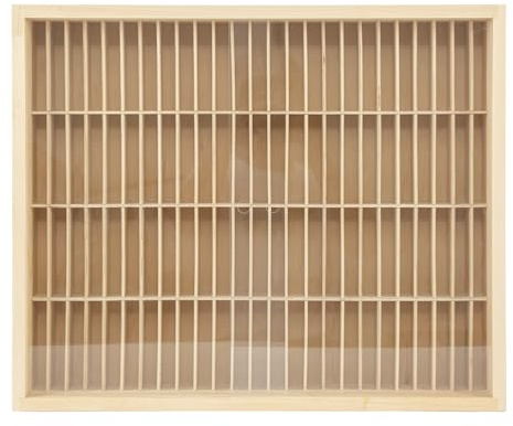 Large Capacity 100-Slot Cassette Tape Storage Rack, Wooden Wall Mount CD Rack, CD Storage Units With Acrylic Door, Wall Mount or Freestanding CD Holder ((60.3 x 9.5 x 49.5) cm)