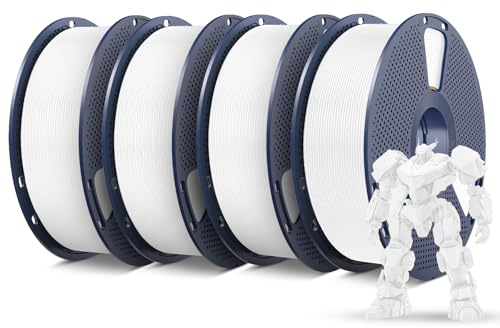 SUNLU 4KG PETG Weiß Filament 1.75mm, 3D Drucker Filament Weiß PETG | Hohe Festigkeit & Zähigkeit PETG 1KG Spule (2,2 lbs) für Meisten 3D Drucker, Maßgenauigkeit +/- 0,02mm, Weiß 4000g