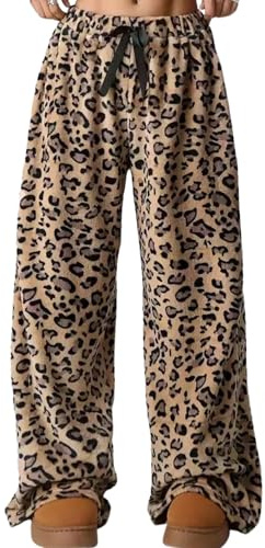 LEBOOBELL Damen Fleecehose Weites Bein Locker Hohe Taille Freizeithose Warm Stoffhose
