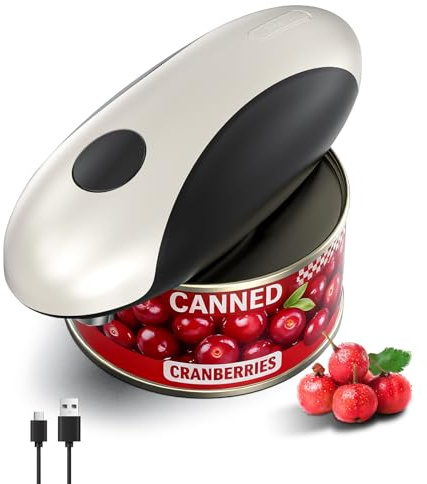 Electric Can Opener, Electric Tin Opener Hand Free Rechargeable, Can Openers 360° One Button Automatically Open Any Size Cans, Safe, Reliable and Easy, Kitchen Best Choice