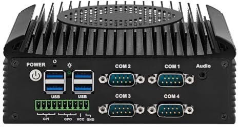 ROUAFWIT Industrial PC i5 1235U(10C/12T) Fan Mini PC 4RS232 COM,2RJ45 LAN, HD+VGA Dual Display, 6USB, GPIO, WiFi, BT, SIM, Industrial Embedded PC DDR4 8GB RAM 128GB SSD,Win11 Pro