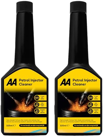 AA Petrol Injector Cleaner, 2 x 325ml, High-Strength Formula, E10 Safe, Suitable for Hybrids, 2 Uses per Bottle