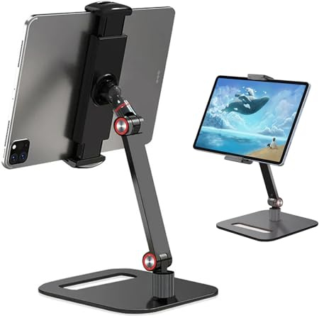 LAILAILE Universal Folding Tablet Stand, Adjustable Portable Monitor Stand | with stable base, lightweight travel iPad holder featuring 360° rotation, premium ergonomic aluminum alloy for home & office