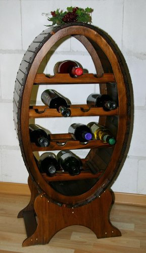 CASA Massivholz Weinregal Flaschenhalter Kolonialstil Weinfass 14 Flaschen braun