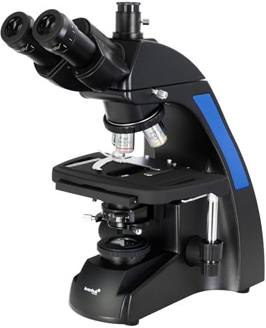 Levenhuk 870T Biologisches Trinokulares Mikroskop mit Achromatischen Plan-Objektiven, Beweglichem Tisch, Blaufilter und Weitfeldokularen
