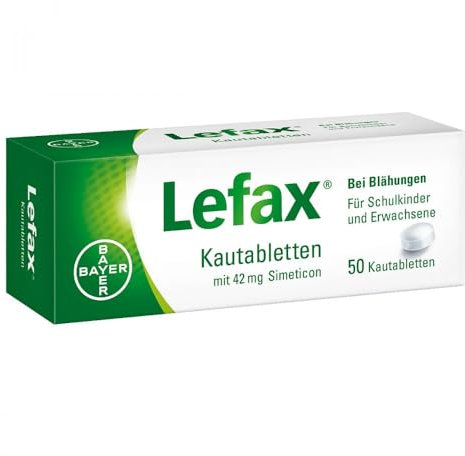 Lefax Kautabletten - mit 42 mg Simeticon - bei leichten Blähungen - mit Pfefferminzgeschmack - für Kinder geeignet - 1 x 50 Tabletten