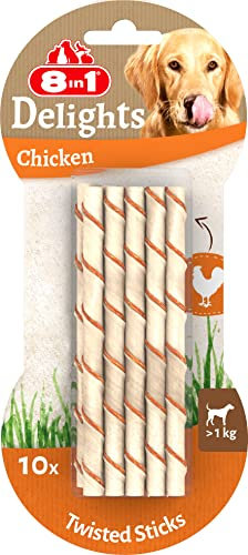 8in1 Twisted Sticks di Pollo, con gustosa pelle di manzo e delizioso petto di pollo, 10 pezzi