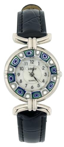 Glass Of Venice Murano Millefiori Uhr Mit Lederband - Schwarz