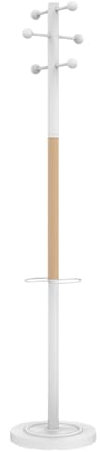 UNILUX Access Portemanteau sur Pied 6 Patères avec Porte-Parapluies et Egouttoir 175 x 34cm Bois/ Blanc