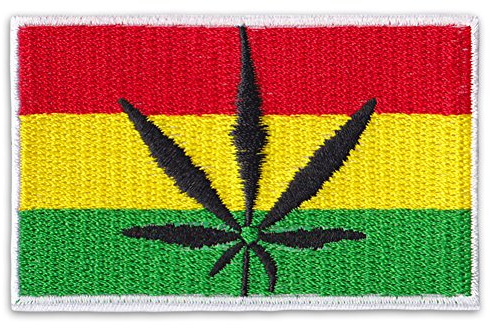 Jamaica CannabisBlatt Aufnäher Aufbügler Patch Reggae Ganja Raggaton Irie Gras Party Festival
