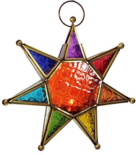 GURU SHOP Orientalischer Glas Stern in Marrokanischem Design, Glas Laterne, Modell 4, 27x27x5 cm