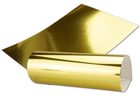 Gold Metall Spiegel Papier - 10er-Set - spiegelnd Gold - Rückseite Weiß - DIN A4 21,0 x 29,5 cm -Ideal zum Basteln und Selbstgestalten