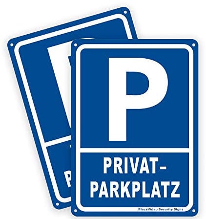 2tlg. Privatparkplatz Schilder Hinweisschild Alu Schilder Zeiger Warnung Hinweise Schilder,Stabile Aluminium Verbundplatte(Größ 180 * 250mm)