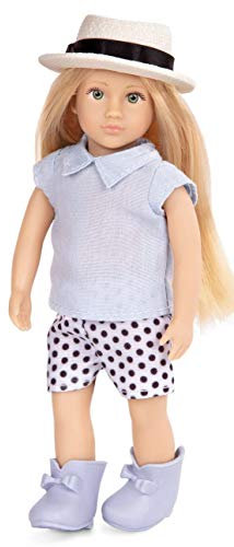 Lori Puppe Eliza – Mini Puppe 15 cm mit Puppenkleidung und blonden langen Haaren, Kleid, Stiefel – Spielzeug für Kinder ab 3 Jahre