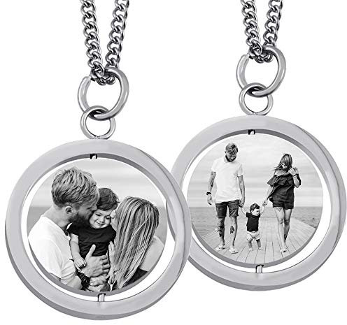 Juwelier Schönschmied Anhänger - inkl. BILD Gravur auf 2 Seiten - Anhänger mit Foto Gravur - inkl. Fotogravur Bildgravur - Edelstahl AH446bb - mit AMAZON KONFIGURATOR gestalten !