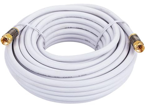 10M White RG6 Coax Cable Dual Shield Outdoor/Indoor Coaxial BNC Extension Wire For Satellite Dish Cable TV Antenna