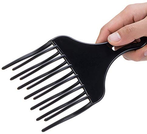 Towarm Hair Comb Insert Afro Hair Pick Hair Fork Comb Plastic High & Low Gear Comb Oil Head Tools Hairdressing Styling Tool Black for Man & Woman 2Pcs (Black-2Pcs)