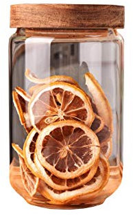 Bocal de stockage alimentaire en verre transparent 750ml avec couvercle hermétique en bois d'acacia, récipient de nourriture pour café grains bouteille d'épices sucre biscuits noix bonbons