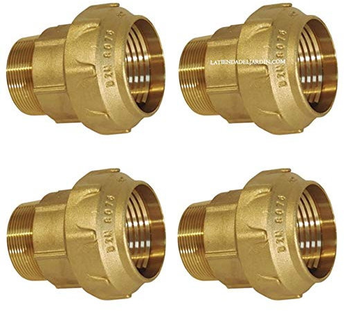 Suinga Pack 4 ENLACE MACHO LATÓN 25 mm x 3/4 para tubería de polietileno de 25 mm. Manguito de laton para alta presión, riego y fontaneria, Certificado Aenor
