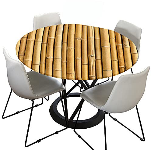 FANSU Runde Tischdecke Garten Abwaschbar, 3D Motiv Serie Polyester Fleckschutz Tischdecken Größe wählbar für Gartentisch, Outdoor in Kiche, Haushalt & Wohnen (Bambus,Durchmesser 90cm)