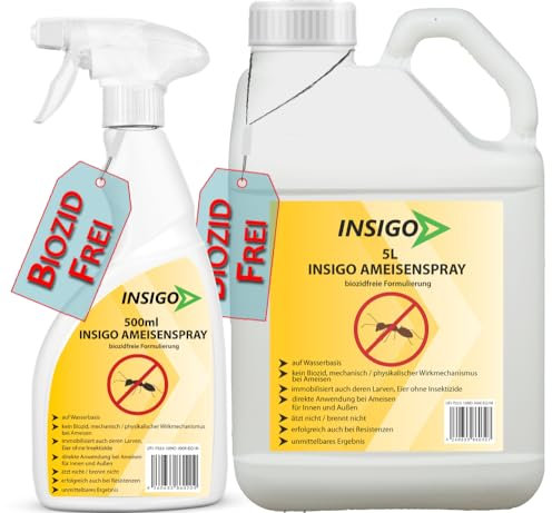 NEU Biozidfreie Ameisen Abwehr 5,5 L – Effektives Mittel für Ameisen im Haus oder Garten – Ant Spray – Fleckenfrei – Ameisen Spray von INSIGO