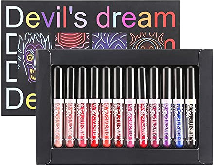 12 Farben Diamond Glitter Shimmer Lip Gloss Liquid Lippenstift Metallic Matte Glossy Langlebig Make-up Lipgloss Metallic Lip Color Cosmetics Für Halloween Make-up, Party, Cosplay