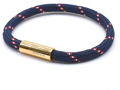 Pulsera de cuerda náutica negra para mujer y hombre, trenzada, con cierre magnético, pulsera de cuerda marítima, pulsera de surfista Galeara, 195, Acero inoxidable