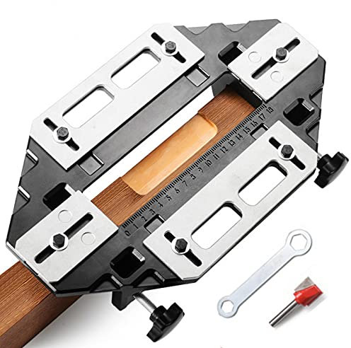 Riiai Woodworking Hinge Slotting Locator W/Router Bit Alloy Lock Guide Plate Slotting Opener Jig Slot Machine Installation Lock Fixer