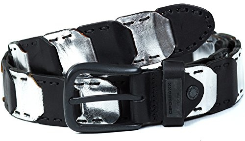 Cipo & Baxx Herren Gürtel Modell 04 schwarz-silber 110cm x 4,5cm