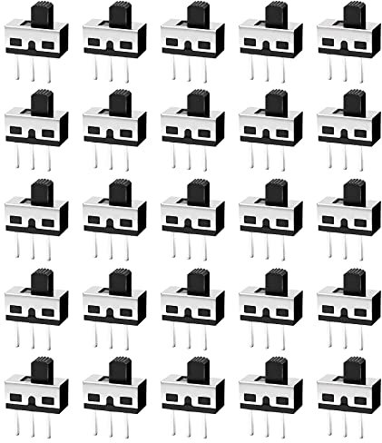 HUAZIZ Interruttore a Scorrimento, 25 Pezzi Mini Pannello Interruttore a Slitta SPDT 3 Pin 2 Posizione 2A 125V DC, Micro Miniatura Interruttore a Levetta per le Piccole DIY Progetti di Elettronici