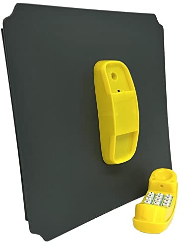 move and stic Platte 40x40 mit Spielfunktion Multifunktionsplatte Spielplatte mit Spieltelefon für Spielturm - Telefon gelb (Platte 40x40cm titangrau mit Telefon gelb)
