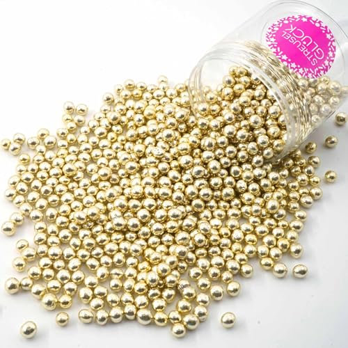 Streusel Glück Schokokugeln Crispy mini gold metallic 150g Perlen Schoko Zuckerperlen Sprinkles Schokostreusel für Kindergeburtstag Weihnachten Geburtstag Cupcakes Cake Pops Muffins Tortendeko