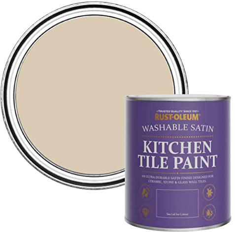 Rust-Oleum Peinture Beige Résistante à l'eau pour Faïence de Cuisine, Finition Satinée - Argile Chaude 750ml