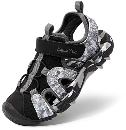 DREAM PAIRS Sandales De Sport De Été pour Garçons Et Filles pour Enfants Athlétiques en Plein Air,Size 36,Noir/Gris,SDAS2305K-E