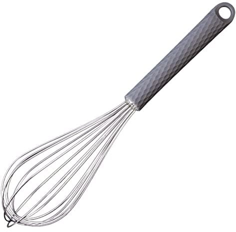 Starchef Stainless Steel Whisk Egg Beater Anti-Slip Silicone Handle Comfortable Grip(11/Grey)