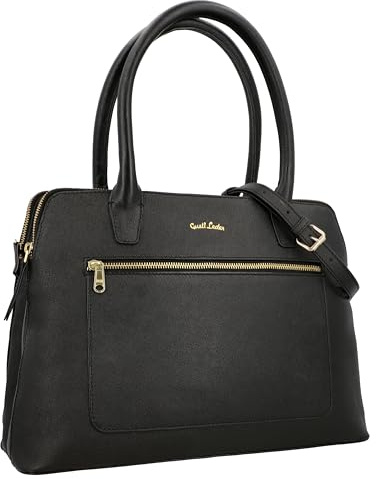 Gusti Handtasche leder - Marina Lenkertasche Handtasche Henkeltasche Umhängertasche Shopper Tasche Arbeitstasche Businesstasche Fahrradtasche Ledertasche Damen Schwarz Leder