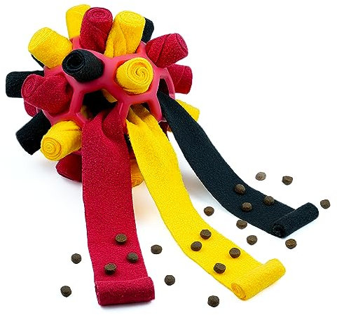 Yikko Jouet Chien Balle à Renifler, Tapis à renifler Jouet interactif pour Chien Jouet pour s'entraîner et soulager l'ennui, Portable pour Petit Chien de Taille Moyenne (Bière Rouge)