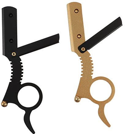 FOMIYES 2st Alter Rasierer Manuelle Bart Trimmer ?nner Finger Rasiermesser Ergonomische Barber Razor Barber Grooming Clippers Bart Werkzeuge Rasierklinge Mann Rostfreier Stahl Gestaltung